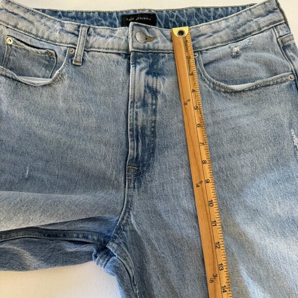 FREE ASSEMBLY WOMENS SIZE 14 JEANS SUPER HIGH RISE STRAIGHT DISTRESSED LIGHT WAS - Picture 9 of 13